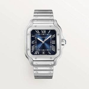 Montre Santos Acier Cadrant Bleu