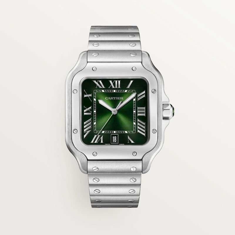 Montre Santos Acier Cadrant Vert