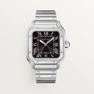 Montre Santos Acier Cadrant Noir