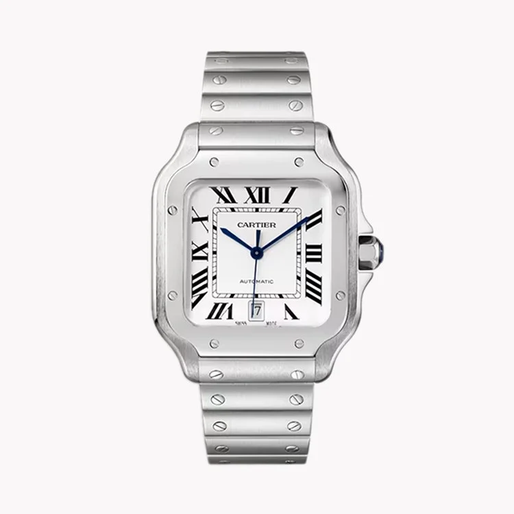 Montre Santos Acier Cadrant Blanc Automatique